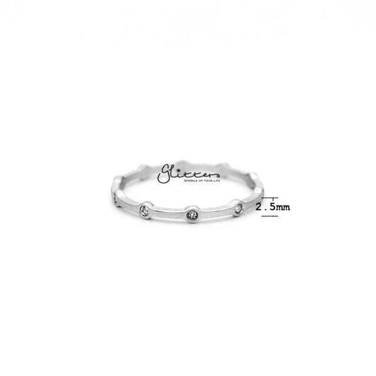 Stainless Steel CZ Dots Women's Rings.