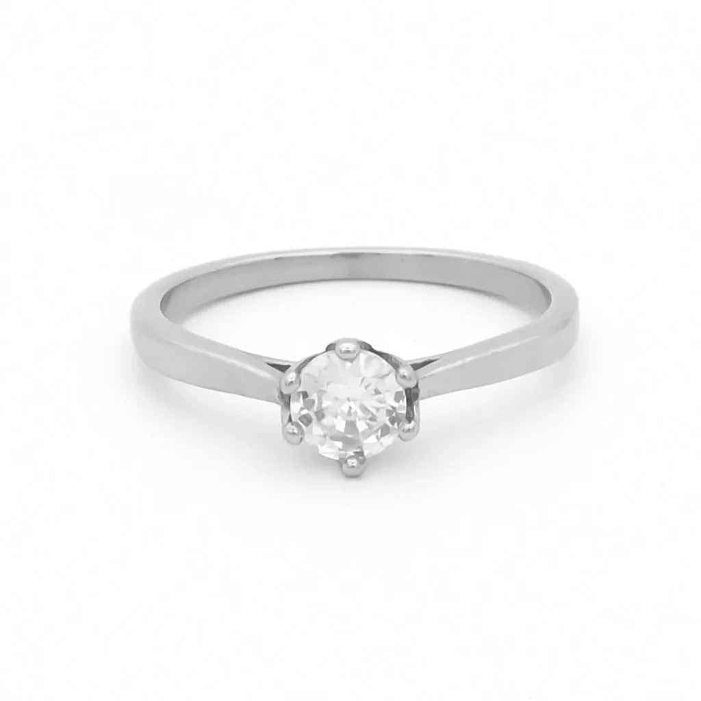 Cubic Zirconia Wedding Engagement Ring - Silver