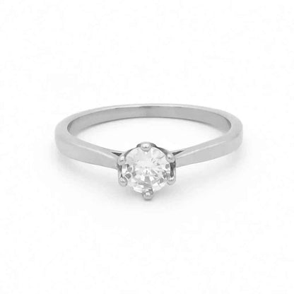 Cubic Zirconia Wedding Engagement Ring - Silver