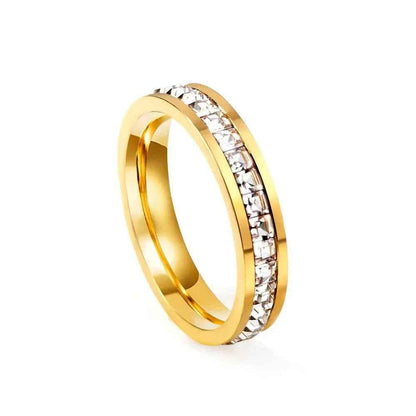 Stainless Steel Square CZ Paved Band Ring - Gold