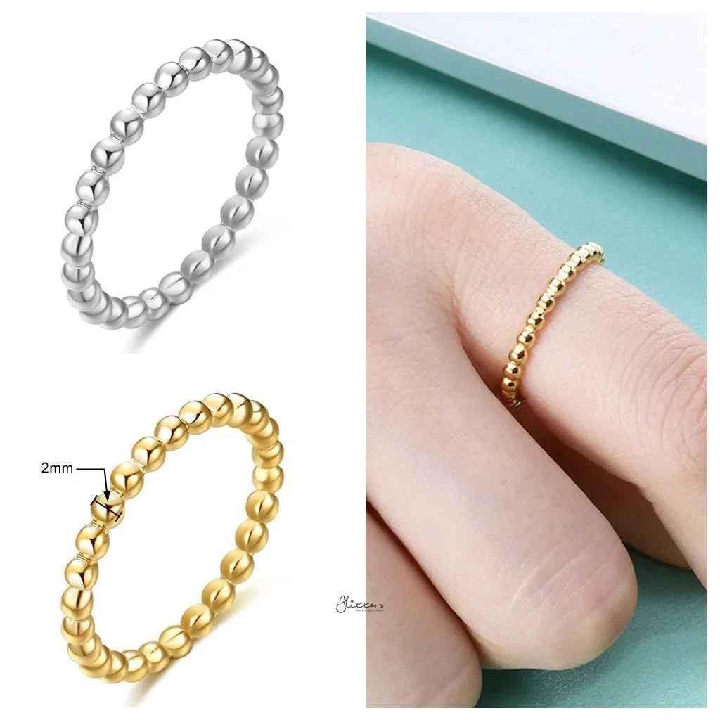 Stainless Steel Bead Stacking Ring - Silver