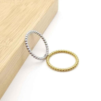 Stainless Steel Bead Stacking Ring - Silver