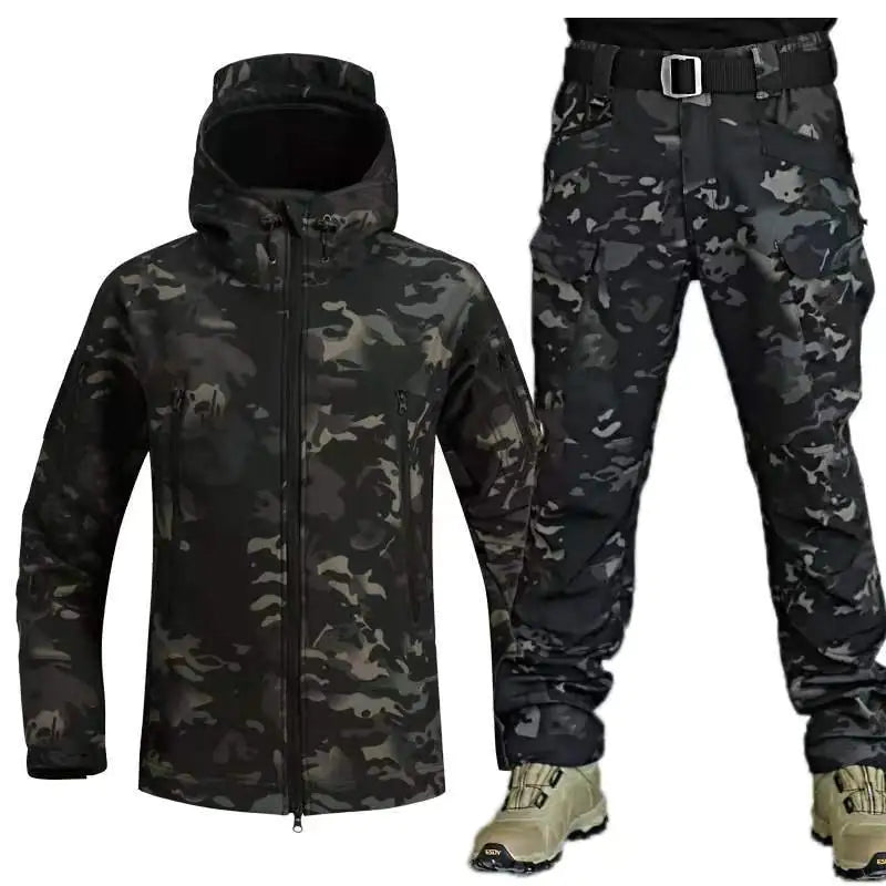 Outdoor Shark Skin Warm Camouflage Jacket and Pants Set - Tactical Softshell Fleece-Lined | Military Style Mead's Supply & Equipment Outfitters limited