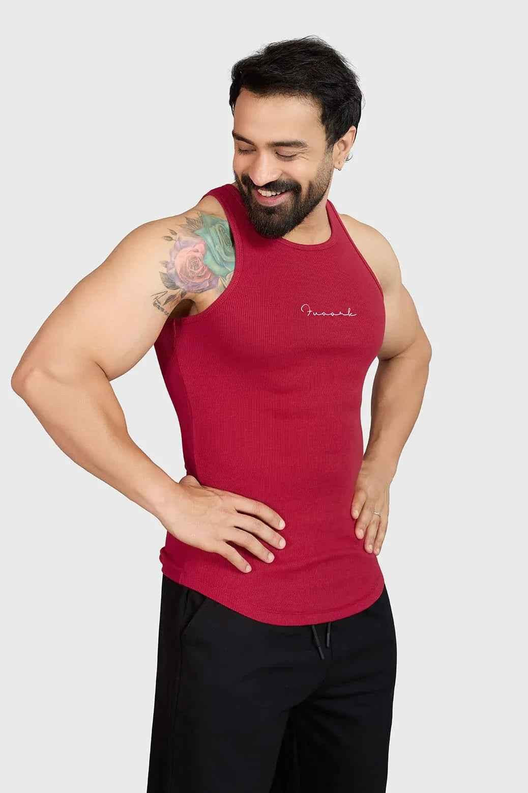 Ribbed Tank Red
