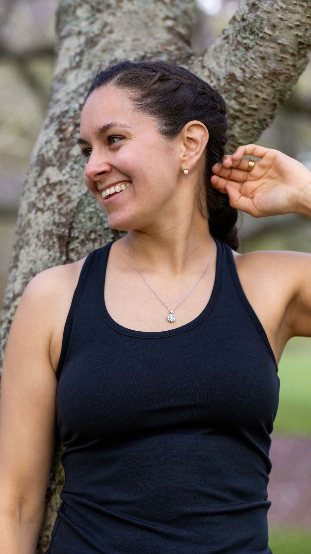Women's Racerback Tank Top - Merino Blend, Black Merino 365 NZ