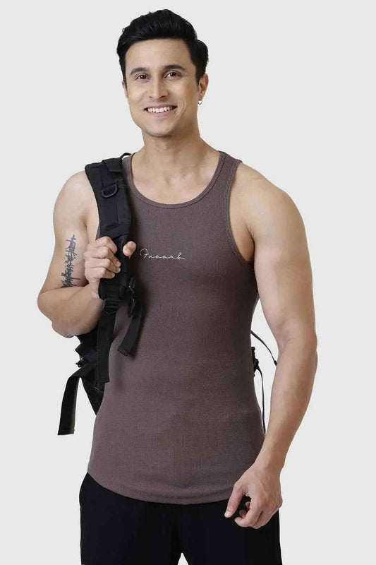 Ribbed Tank Brown
