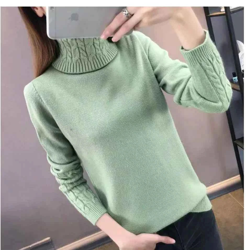 Women's Wool High Neck Fashion Sweater - Slim Fit, Long Sleeves | Winter Warmth
