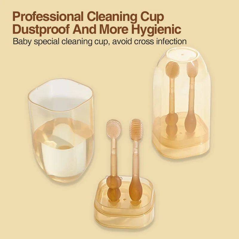 MAMIJOY Baby Toothbrush 3-In-1 Silicone Tongue Brush