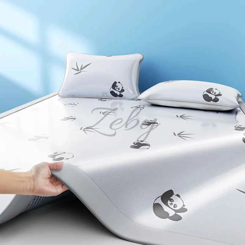 New Cooling Feeling Mattress Cover Summer Foldable Pad Ice Silk Cool Mats Breathable Coolness Bed Mat and Pillowcase 2\3 Pcs Set