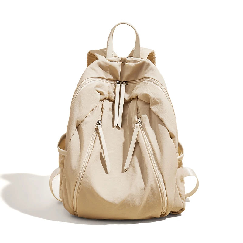 FOXER Simple Solid Color Backpack Women Backpack Waterproof Cotton Fabric Laptop School Bag Fashion Teenage Girl Travel Book Bag