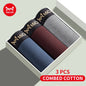 MiiOW 3Pcs Men's Antibacterial Boxer Underwear - Cotton Breathable Mesh Crotch Plus Size Boxershorts - ShopHub