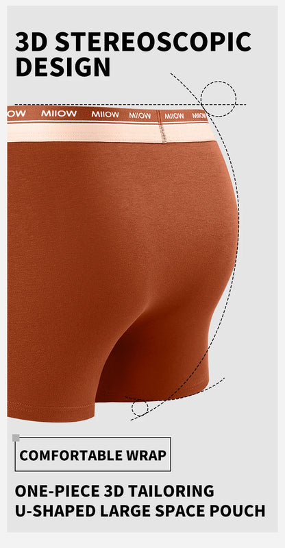 MiiOW 3Pcs Men's Cotton Boxer Shorts Antibacterial Breathable Underwear - ShopHub