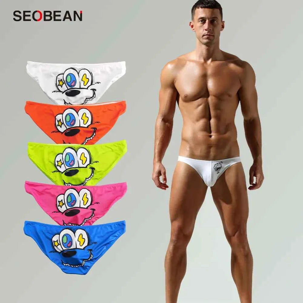 SEOBEAN Men's Cartoon Briefs - Low-Rise Sexy Bikini Shorts in Multiple Colours for Comfortable Underpants