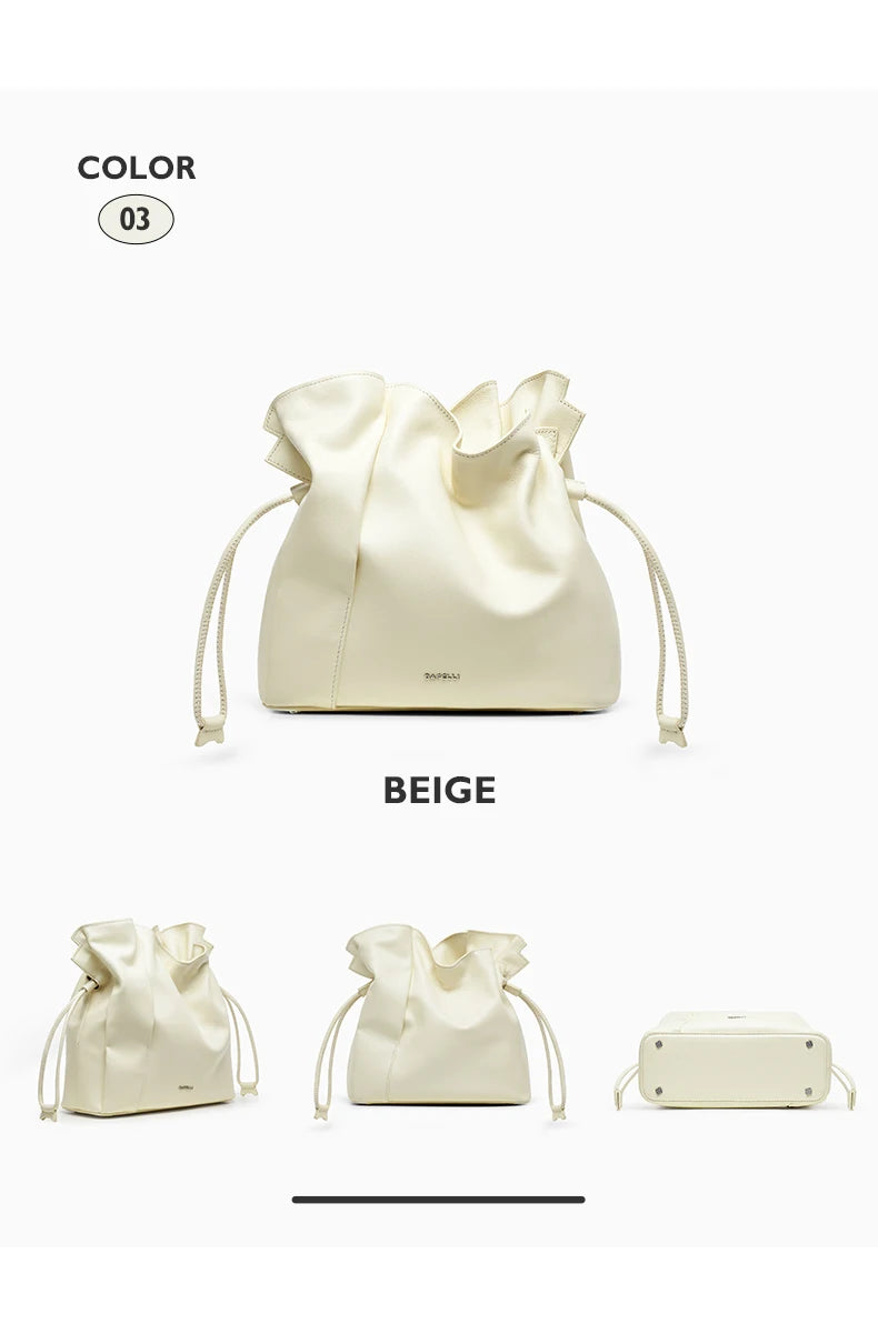 BAFELLI Genuine Cowhide Leather Bucket Handbag