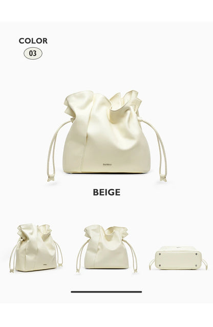 BAFELLI Genuine Cowhide Leather Bucket Handbag