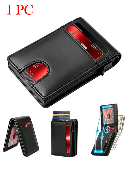 Carbon Fiber Wallet Magnetic Card Holder RFID Automatic Pop Up Case Id Bank Credit Cardholder Money Bag Bifold Wallets for Men