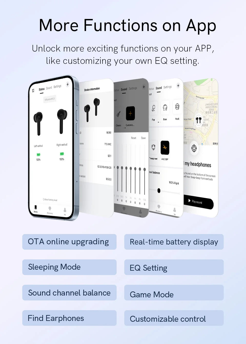 QCY T13 ANC Wireless Earphones Bluetooth 5.3 with 28dB Active Noise Cancellation and 4 Mics ENC for Low Latency TWS Experience - ShopHub