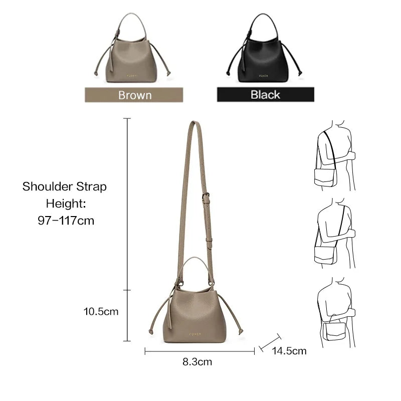FOXER Brand Women's Top-handle Bucket Bag  2026 New Trendy Hot Selling Fashion Versatile Female Shoulder Crossbody Bag Purse