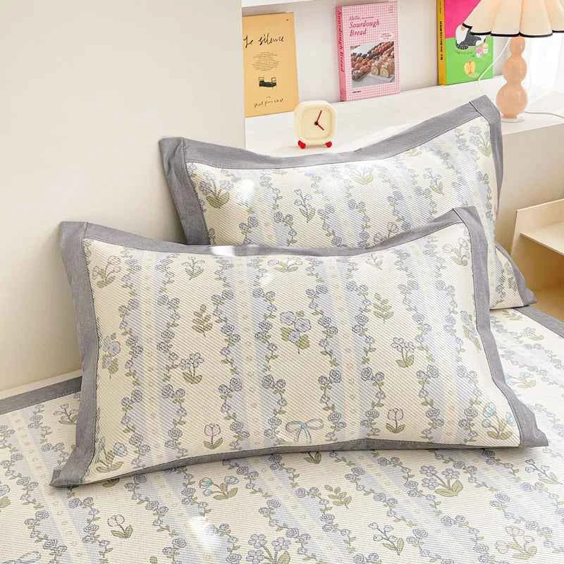 High-end Ice Silk Summer Cooling Mat for Bed Cool Feel Breathable Sleeping Mat Adult Child Bed Mat Summer Bed Sheet Pillowcases