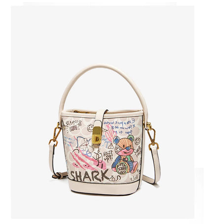 FOXER PU Leather Stylish Women's Dating Handbag Premium Commuter Messenger Shoulder Bag Lady Office Prints Bucket Crossbody Bags