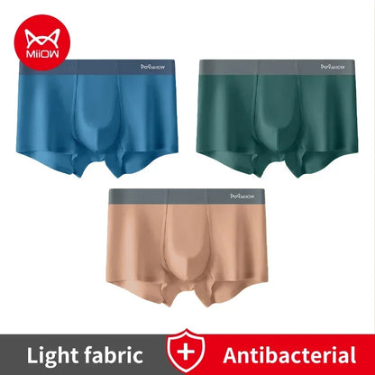 Experience Unmatched Comfort with MiiOW Silk Boxer Briefs – 3-Pack of Traceless Lightweight Antibacterial Men's Underwear