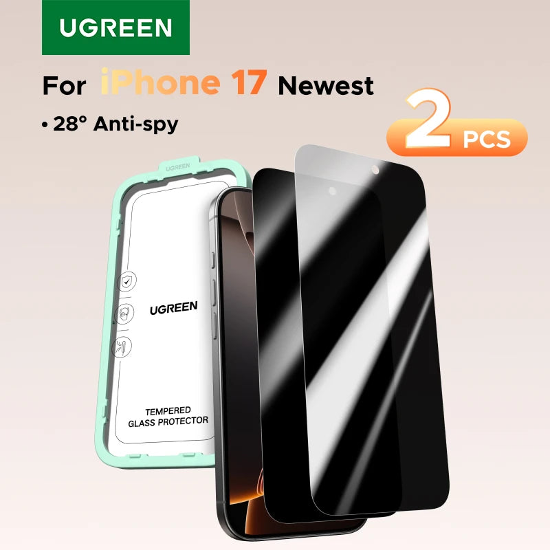 UGREEN 2PCS Privacy Screen Protector For iPhone 17, 16, 15