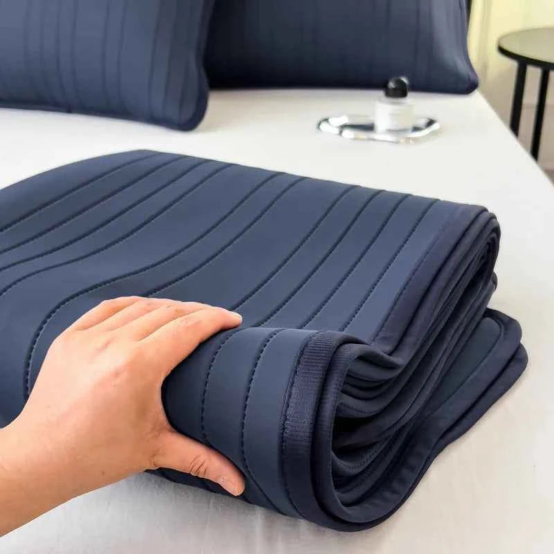 Ice Silk Summer Mat for Bed Soft Smooth Cooling Feeling Bed Pad Breathable Silky Adults Childs Sleeping Mat Summer Bedsheet Set