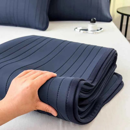 Ice Silk Summer Mat for Bed Soft Smooth Cooling Feeling Bed Pad Breathable Silky Adults Childs Sleeping Mat Summer Bedsheet Set