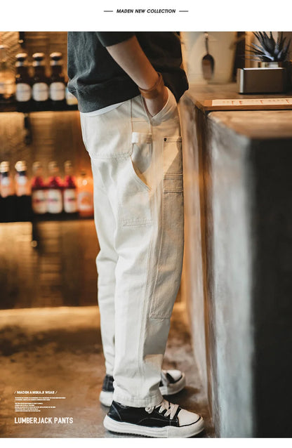 Maden Multi Pockets White Jeans