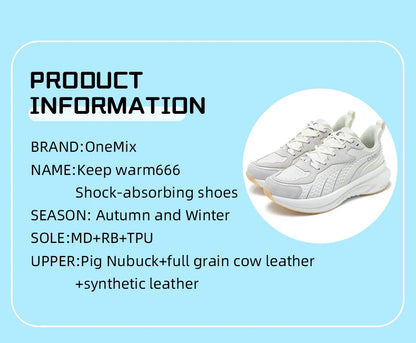 ONEMIX Black Leather Training Running Shoes