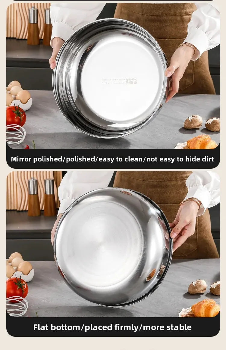 Large Stainless Steel Mixing Bowls - Rust Resistant Kitchen Utensils for Dough, Pasta, Vegetables, and Soups - ShopHub