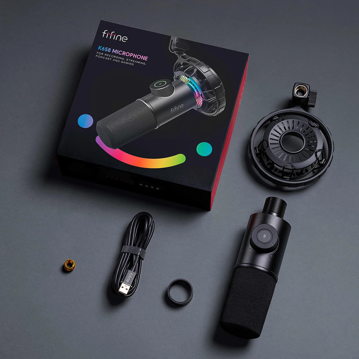 FIFINE Dynamic Microphone for Gaming: Elevate Your Audio Experience with RGB Lights and Easy Controls
