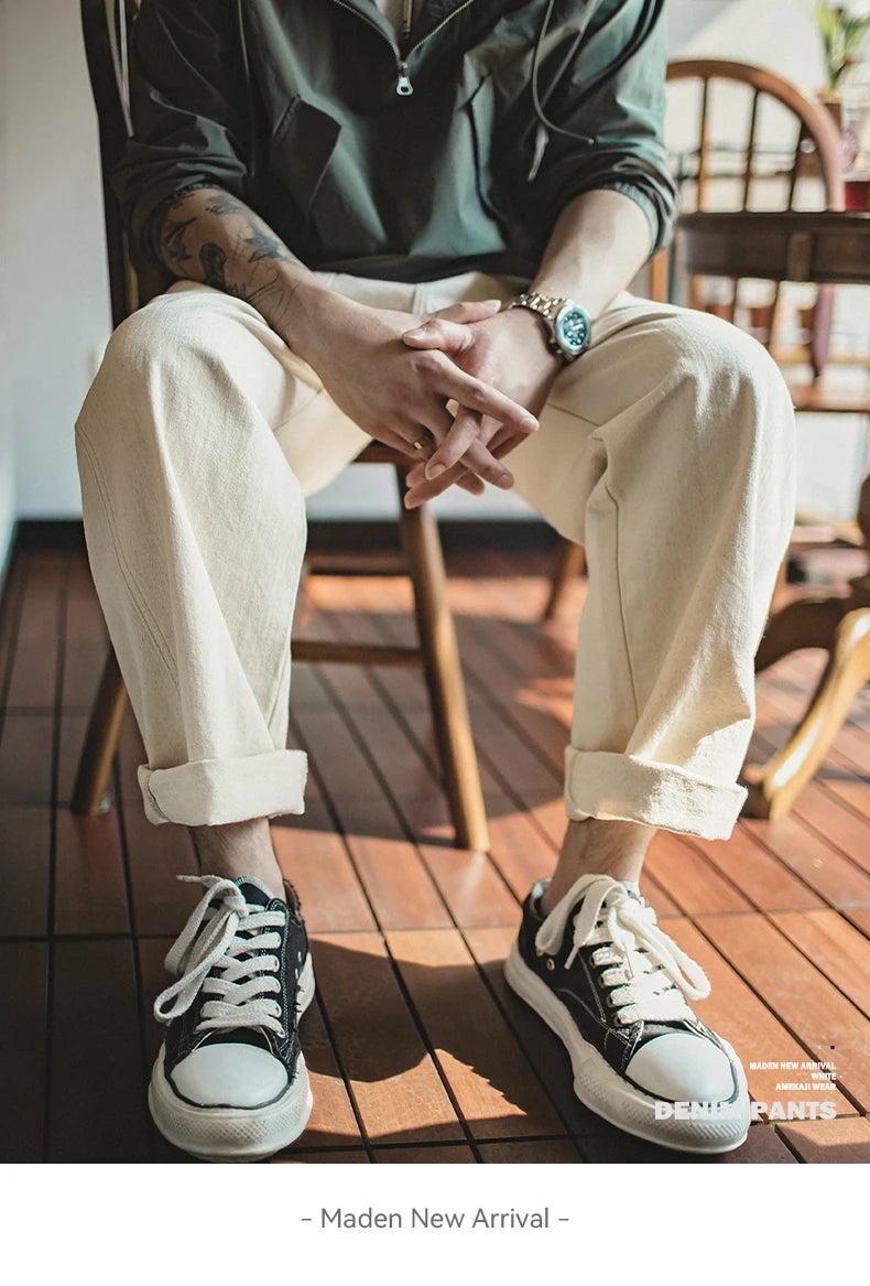Maden Vintage White Jeans — Authentic Casual Comfort