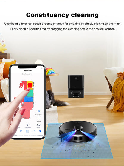 Liectroux M70 Pro robot vacuum cleaner and mop on a hardwood floor, showcasing its sleek design and cleaning features.
