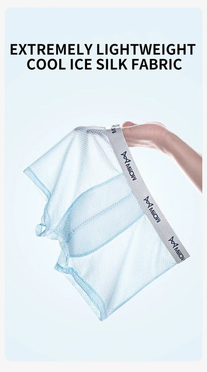 MiiOW Ice Silk Men's Underwear - 3Pcs Breathable Mesh Antibacterial Boxer Briefs - ShopHub