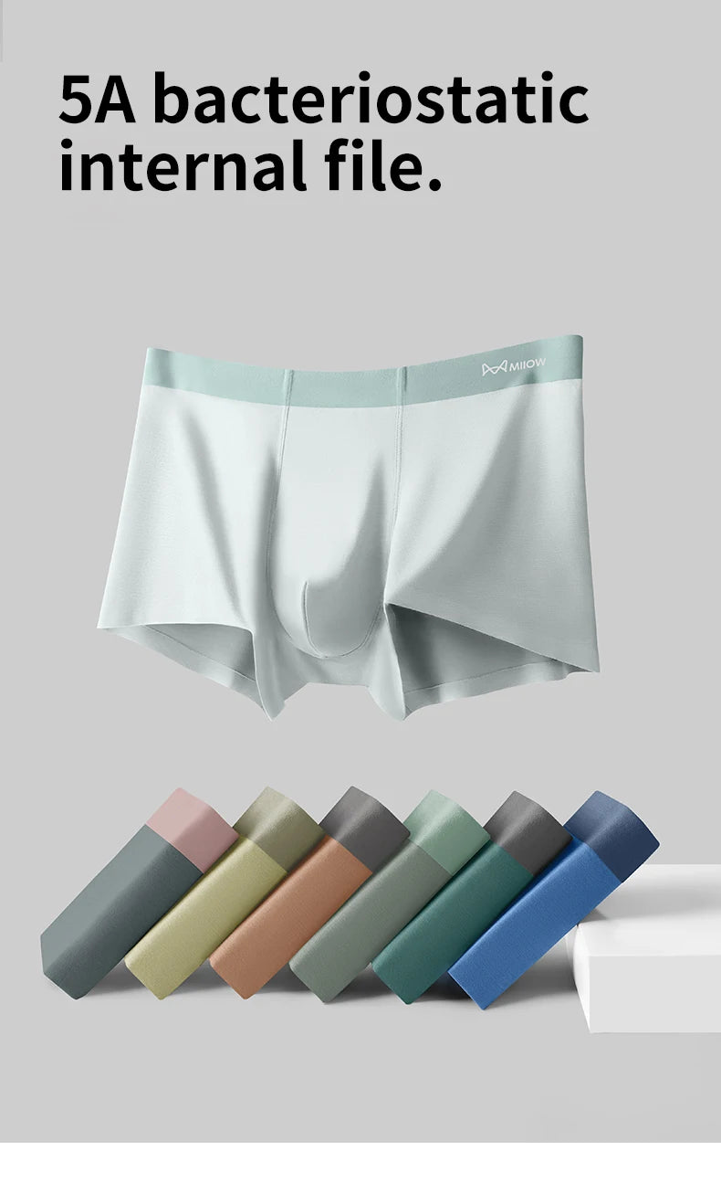 MiiOW 4Pcs Men's Silky Underwear Antibacterial Crotch Boxer Briefs - ShopHub
