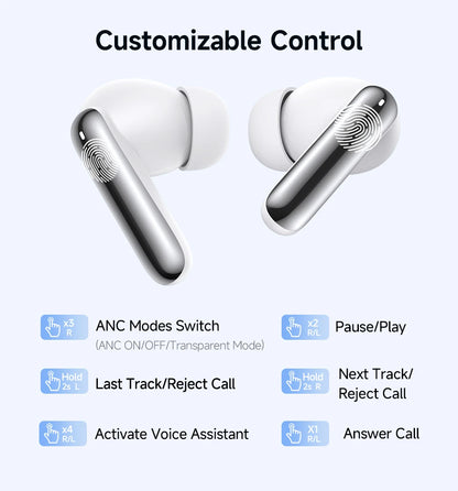 QCY Melobuds N50 ANC Earphones with 6 Mics, AI Call Noise Cancellation, Bluetooth 5.4, and Dual Connection - ShopHub