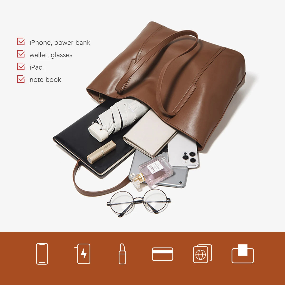 FOXER Lady's Shoulder Bag Split Leather Soft Fabric 2026 New Casual Large Capacity Women Tote Bag Commute Travel Bag All-match