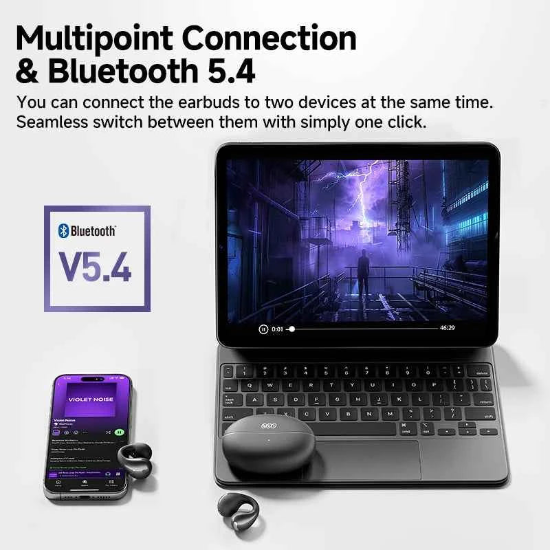 QCY Crossky C30 Wireless Earphones - Bluetooth 5.4 TWS Sports Earbuds with Dual-Connection and Waterproof Design