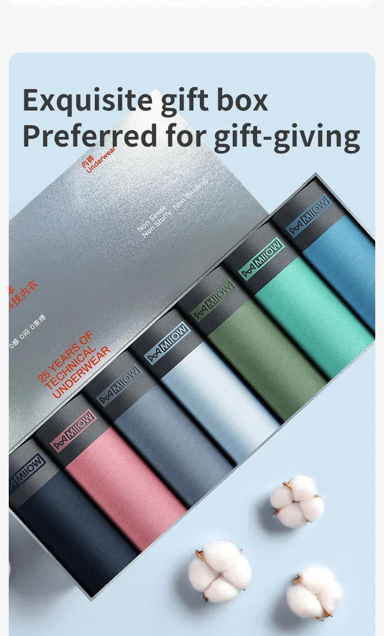 MiiOW Men Underwear Boxers - 3Pcs Cotton Antibacterial Crotch Silky Breathable Boxers - ShopHub