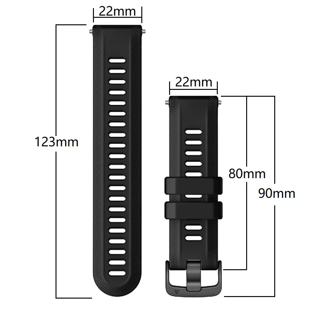 Sports Silicone Strap for the Garmin Forerunner Series - 22mm (10 different colours available) Habicare