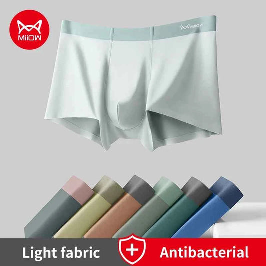 MiiOW 3Pcs Silkly Cool Men Underwear Boxers Antibacterial Crotch Men's Panties Autumn Winter Soft Skin-friendly Man Boxer Briefs