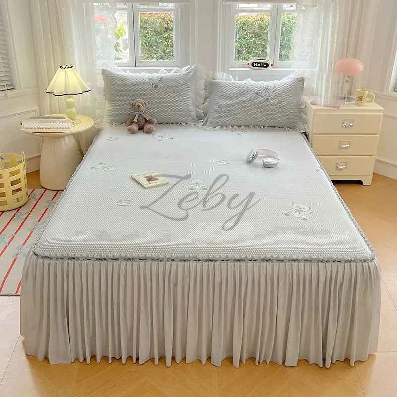 New Cool Touch Summer Mattress Cover Soft Easy Care Bed Skirt Secure Hold Mattress Protector Washable Durable Fabric Coverlets