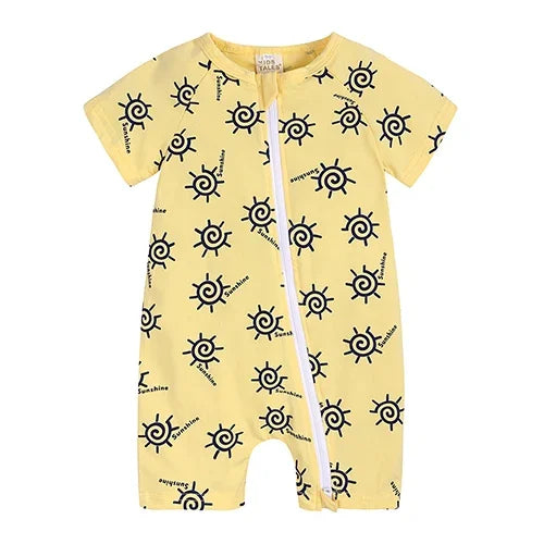 Kids Tales Summer Sprout Cotton-Stretch Double-Zip Romper