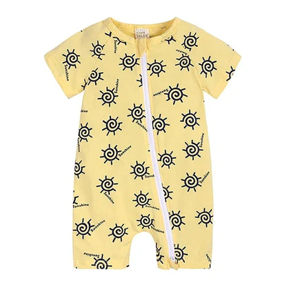 Kids Tales Summer Sprout Cotton-Stretch Double-Zip Romper