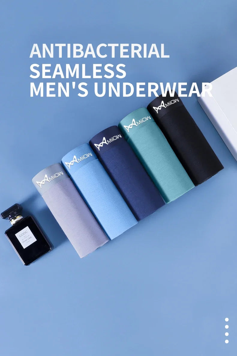 MiiOW Men's Modal Underwear - 3Pcs Graphene Antibacterial Boxer with Seamless Cuffs - ShopHub