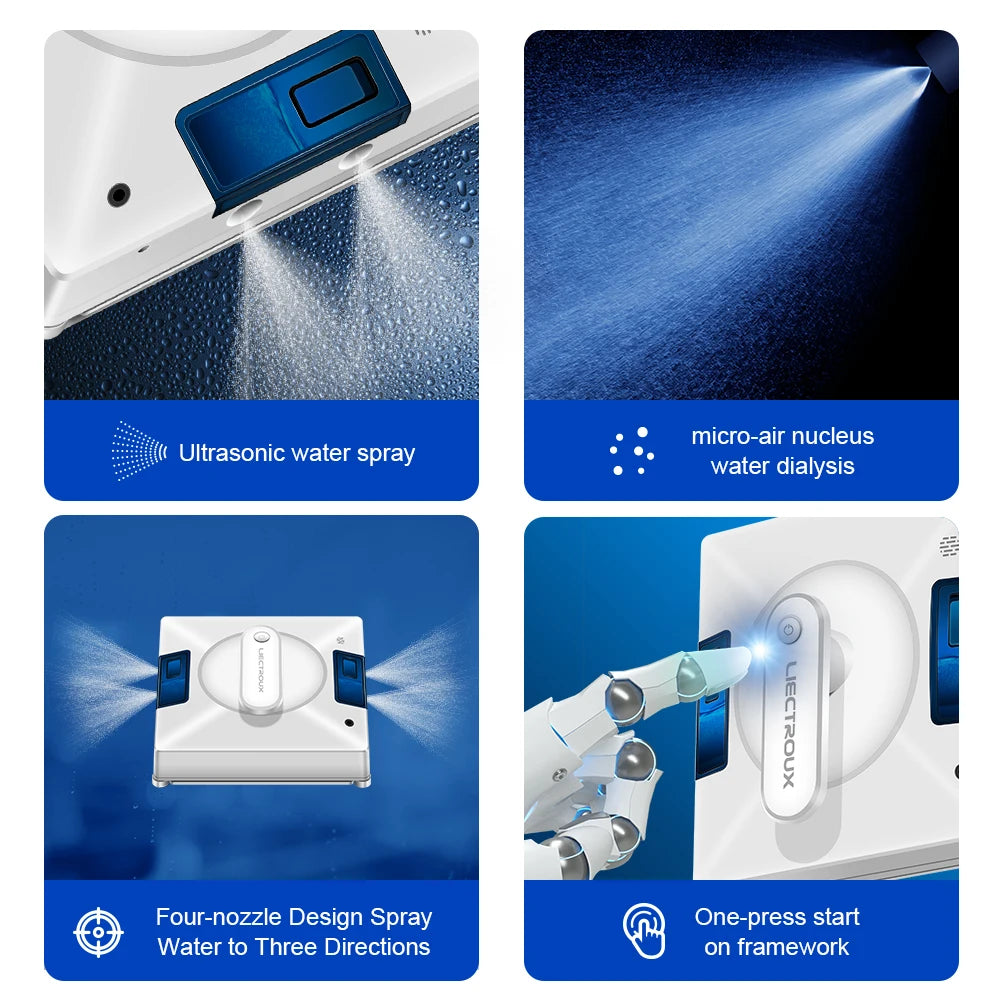 Liectroux YW509 Robot Window Cleaner with 4-Way Water Spray