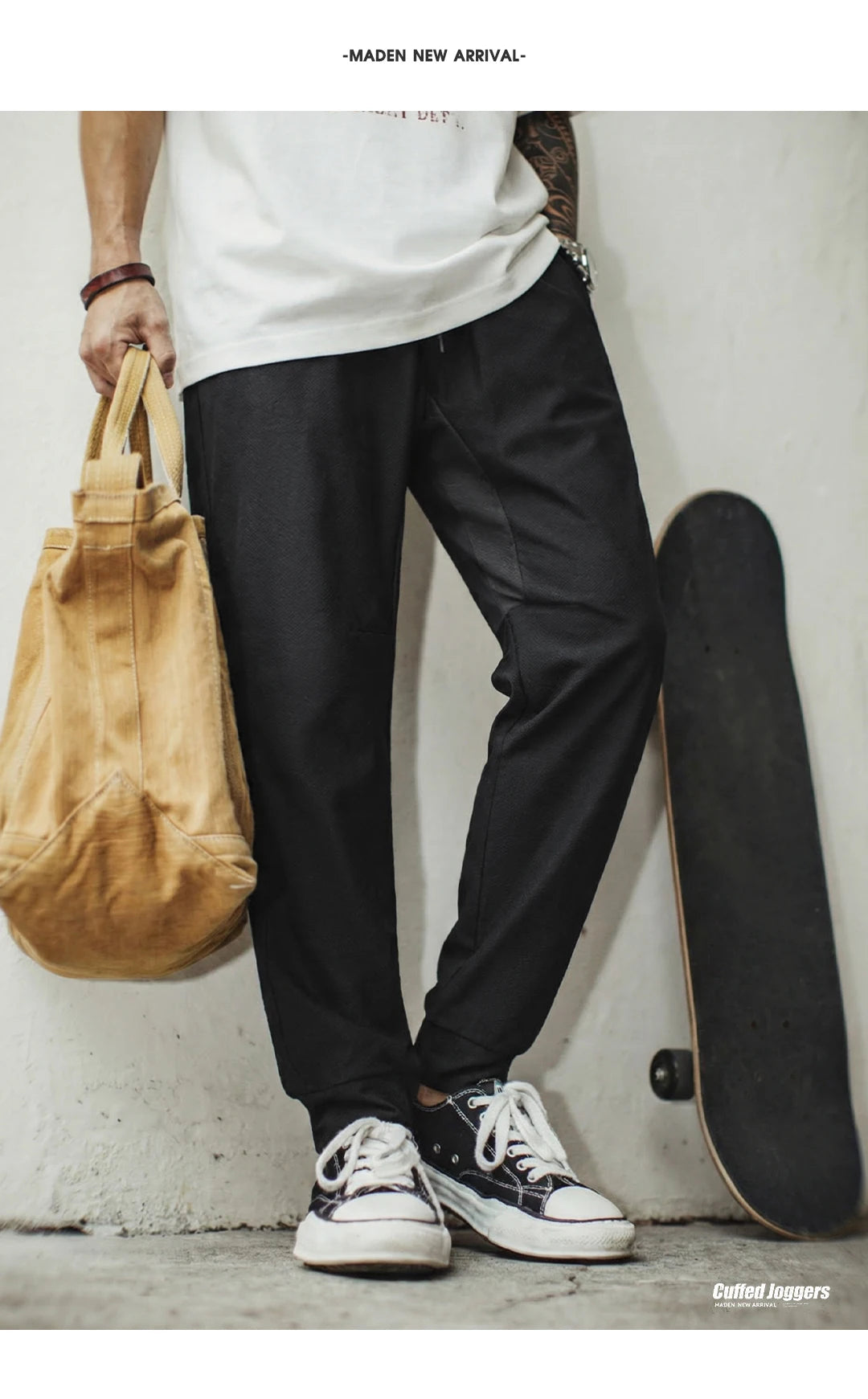Maden Men's Jeans Retro Quick Dry Mesh Tapered Pants