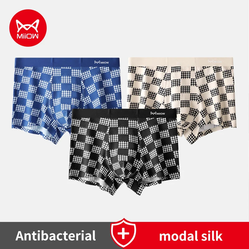 MiiOW Men’s Modal Antibacterial Underwear - Ultimate Comfort 3Pcs Cotton Boxer Briefs - ShopHub