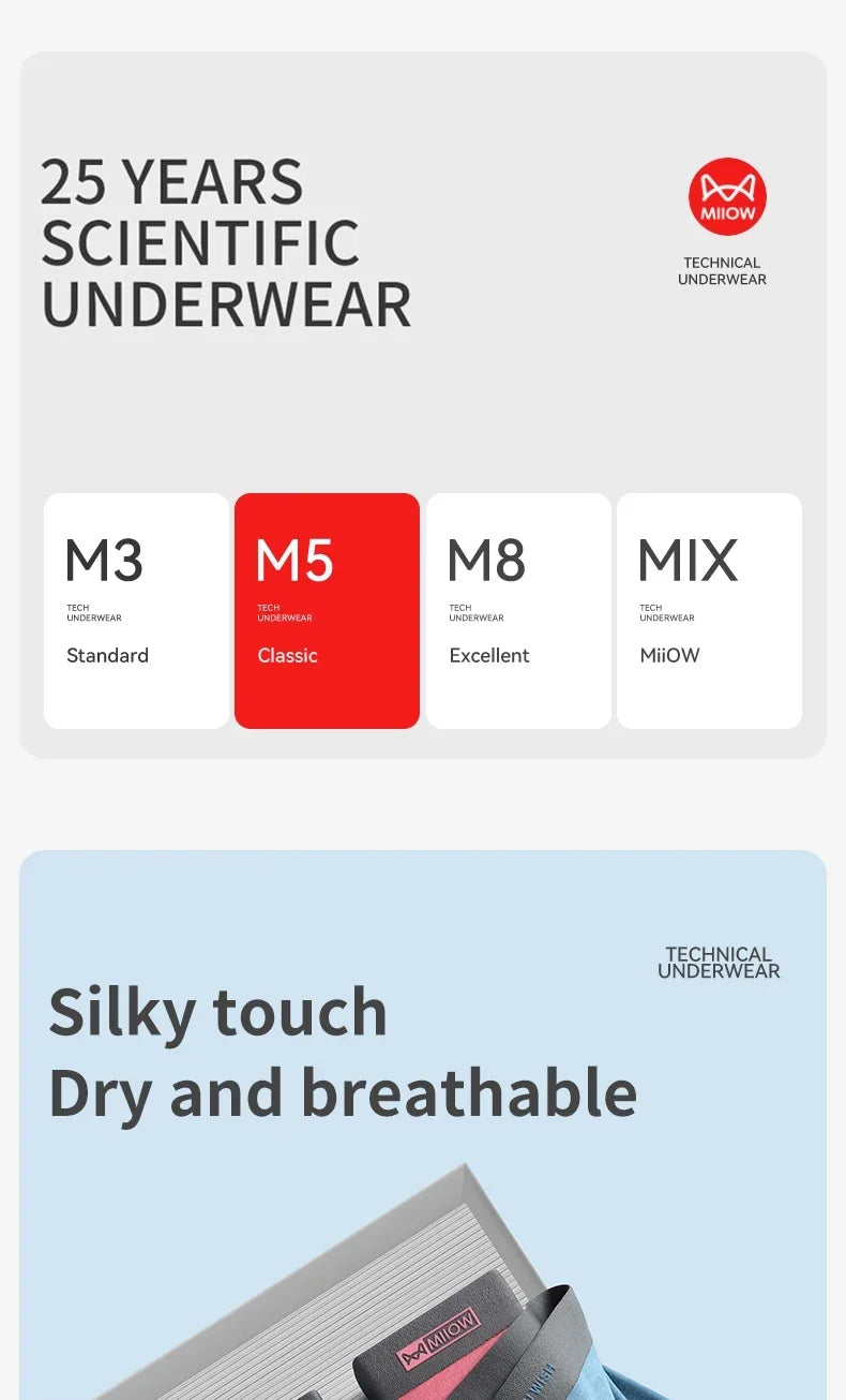 MiiOW Men Underwear Boxers - 3Pcs Cotton Antibacterial Crotch Silky Breathable Boxers - ShopHub